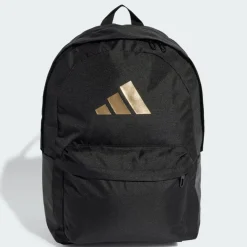 Adidas Classic 3 Bar Logo Backpack Black & Gold Metallic