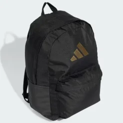 Adidas Classic 3 Bar Logo Backpack Black & Gold Metallic