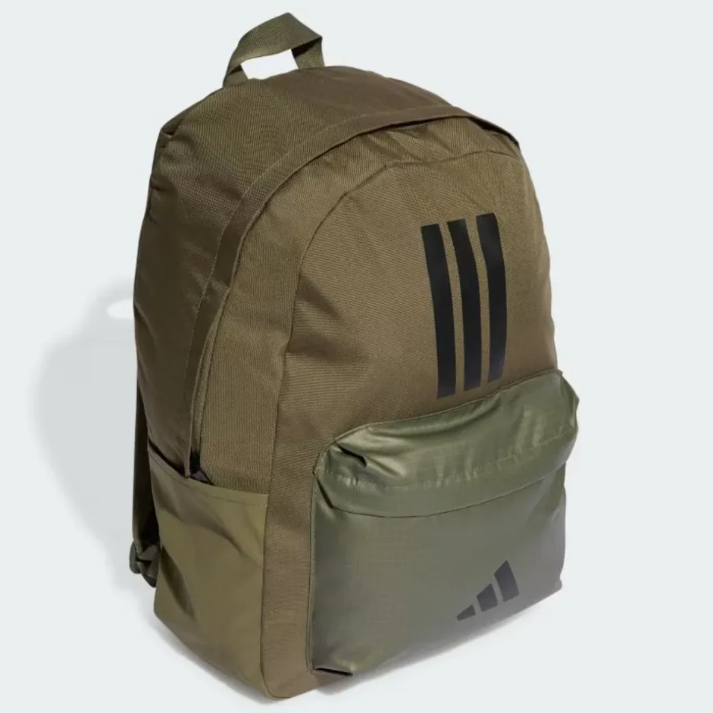 Adidas Classic Back To School 3 Stripes Backpack Olive Strata