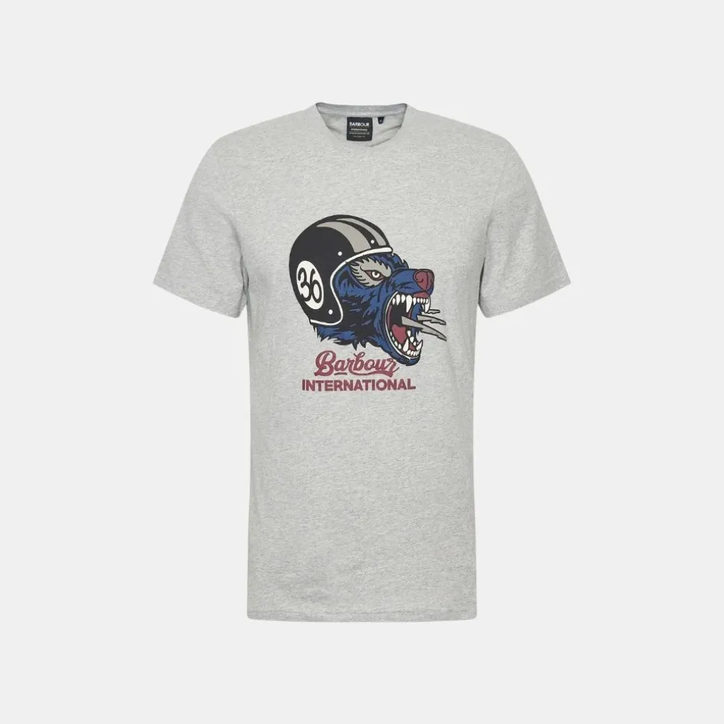 Barbour International Socket Graphic T-Shirt Grey Marl