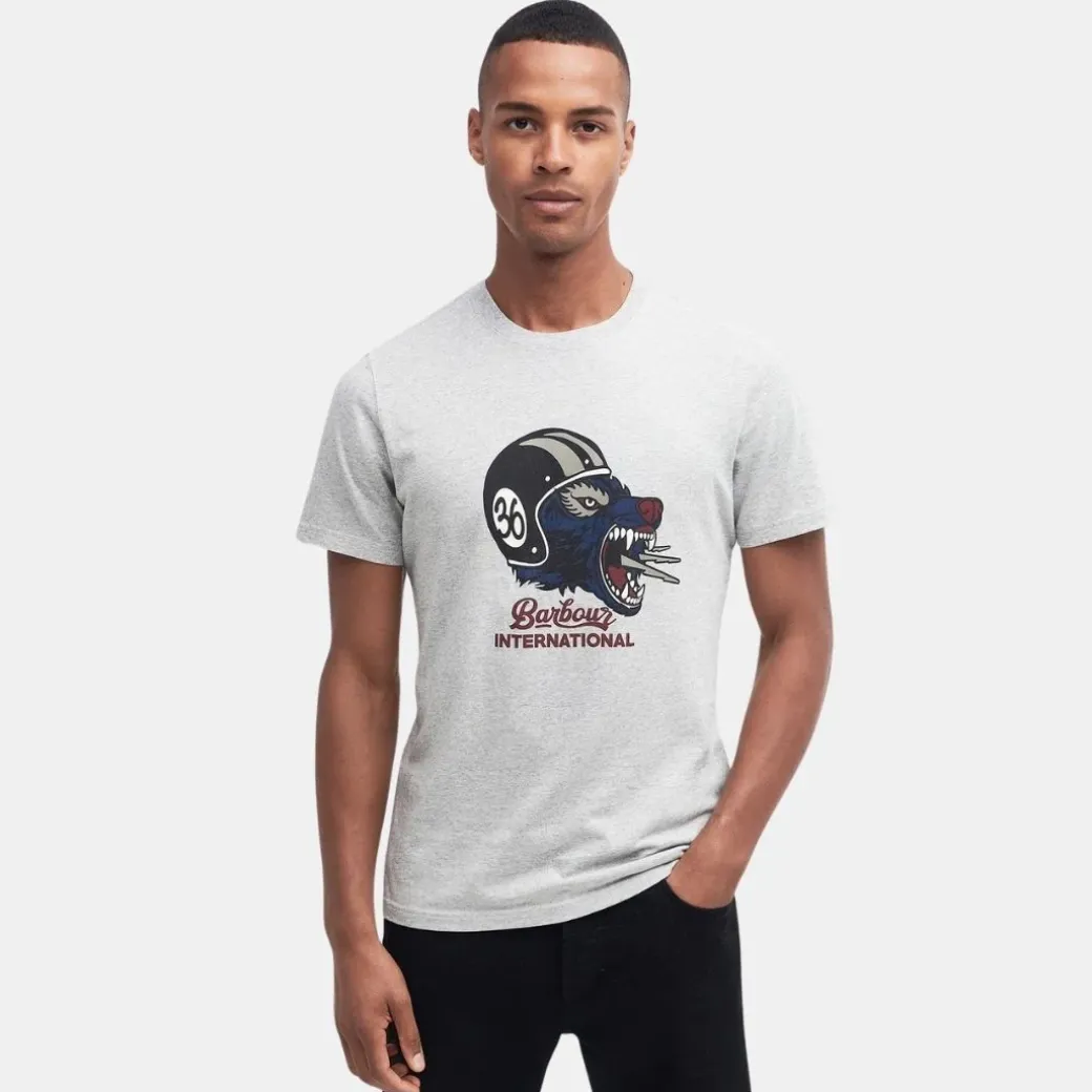Barbour International Socket Graphic T-Shirt Grey Marl