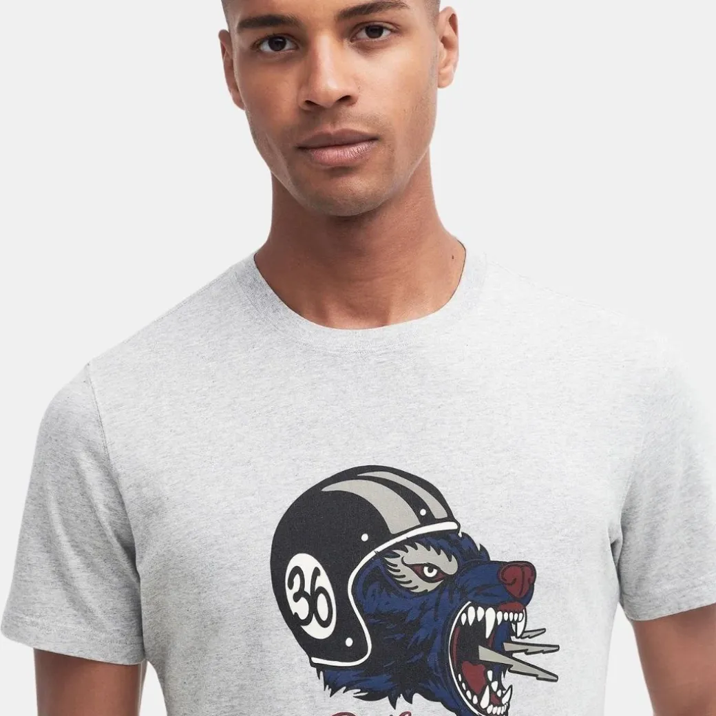 Barbour International Socket Graphic T-Shirt Grey Marl