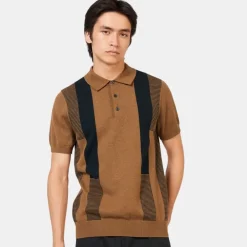 Ben Sherman Intarsia Stripe Polo Ginger