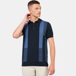 Ben Sherman Intarsia Stripe Polo Dark Navy