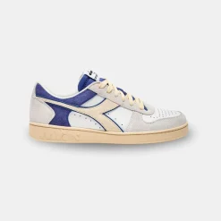 Diadora Magic Basket Low Suede Leather White Blue Eyes