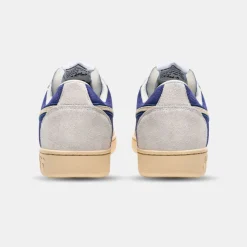 Diadora Magic Basket Low Suede Leather White Blue Eyes