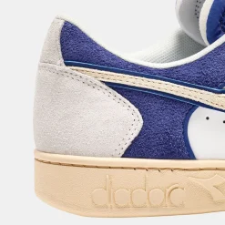 Diadora Magic Basket Low Suede Leather White Blue Eyes