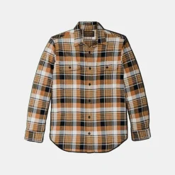Filson Vintage Flannel Work Shirt Navy Cumin Red