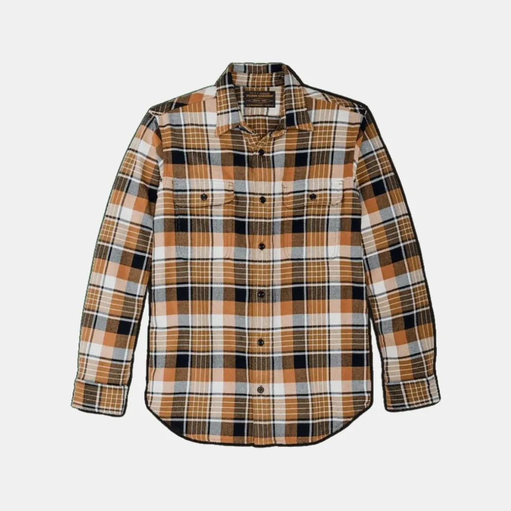 Filson Vintage Flannel Work Shirt Navy Cumin Red