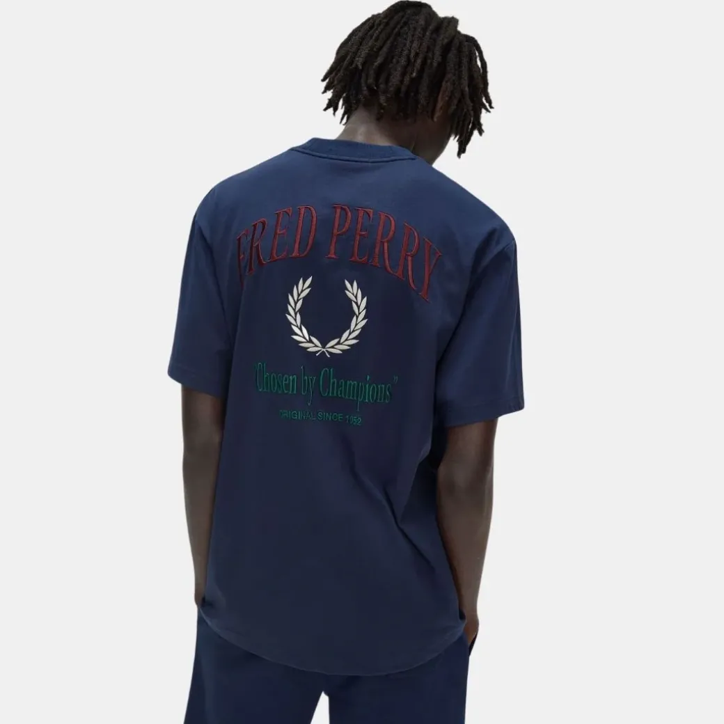 Fred Perry Embroidered T-Shirt Tennis Blue