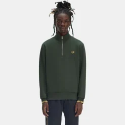 Fred Perry Half Zip Sweatshirt Court Green