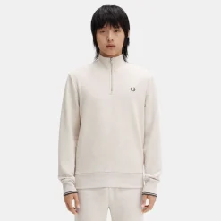 Fred Perry Half Zip Sweatshirt Porridge Marl