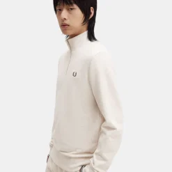 Fred Perry Half Zip Sweatshirt Porridge Marl