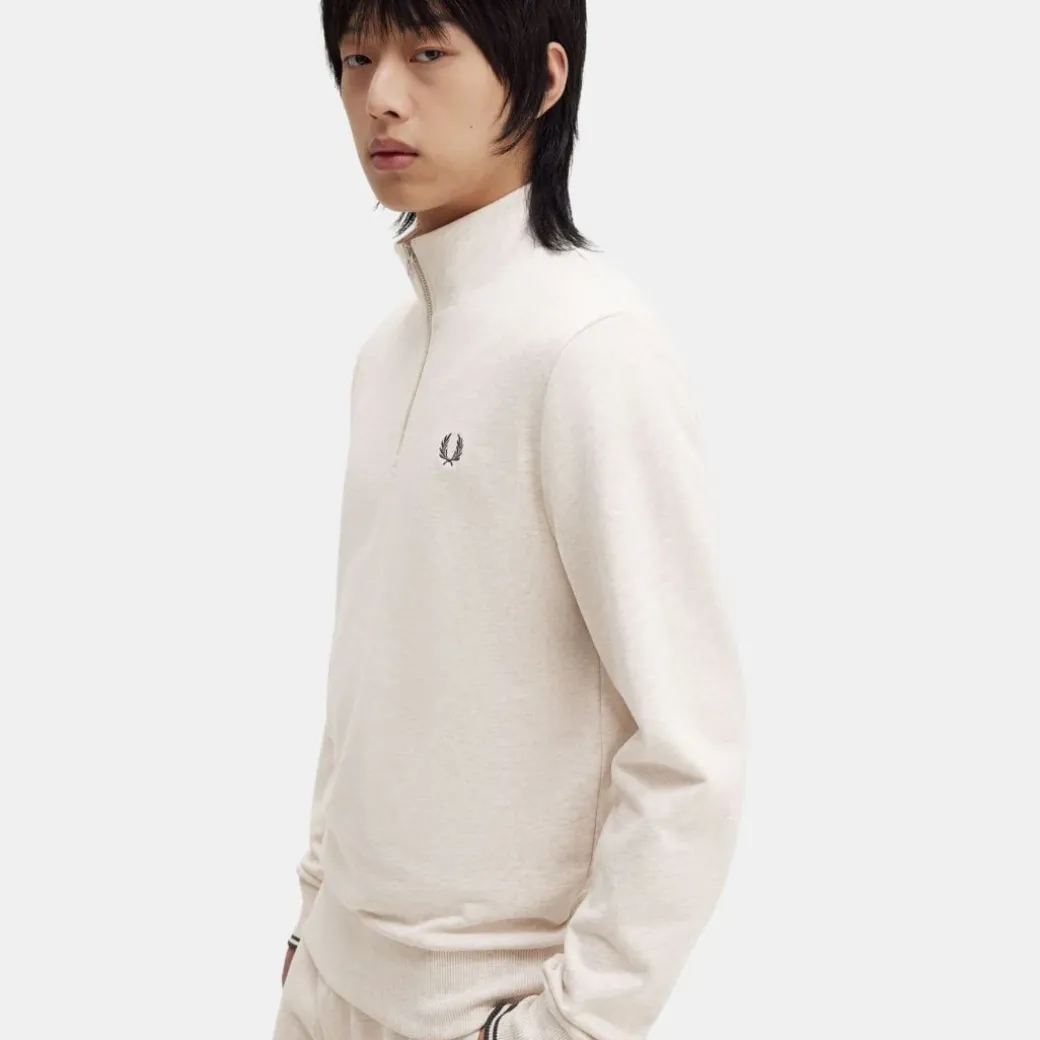 Fred Perry Half Zip Sweatshirt Porridge Marl