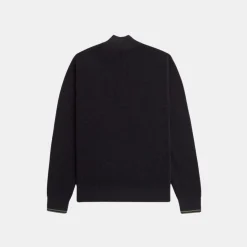 Fred Perry Jersey Waffle Stitch Half Zip Jumper Black