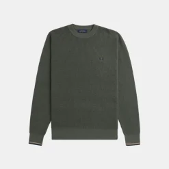 Fred Perry Jersey Waffle Stitch Jumper Field Green