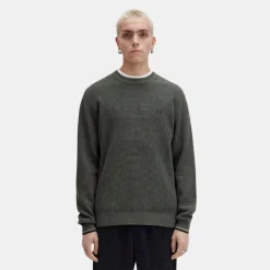 Fred Perry Jersey Waffle Stitch Jumper Field Green