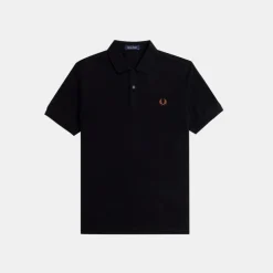 Fred Perry M6000 Plain Shirt Black & Whisky Brown