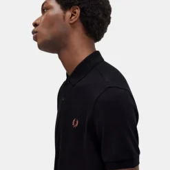 Fred Perry M6000 Plain Shirt Black & Whisky Brown