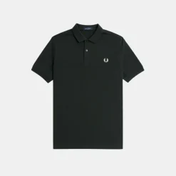 Fred Perry M6000 Plain Shirt Night Green & Snow White