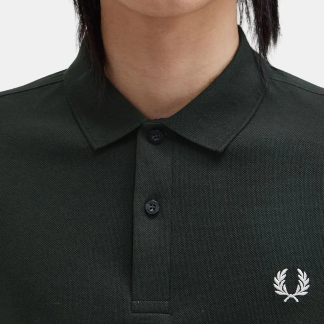 Fred Perry M6000 Plain Shirt Night Green & Snow White