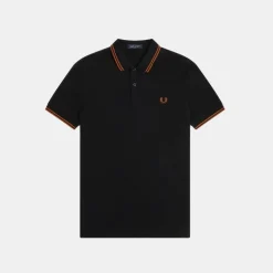 Fred Perry M3600 Twin Tipped Shirt Black & Marmalade