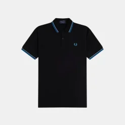 Fred Perry M12 Twin Tipped Shirt Black Sky Runaway & Bay Ocean