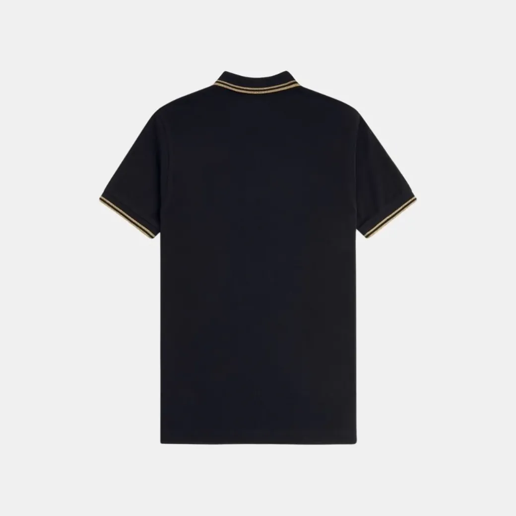 Fred Perry M3600 Twin Tipped Shirt Black & Metallic 1964 Gold
