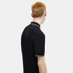 Fred Perry M3600 Twin Tipped Shirt Black & Metallic 1964 Gold