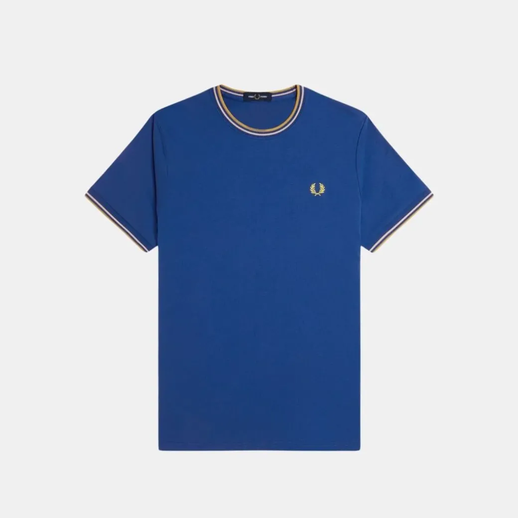 Fred Perry T-Shirt Twin Tipped Shaded Cobalt & Oatmeal