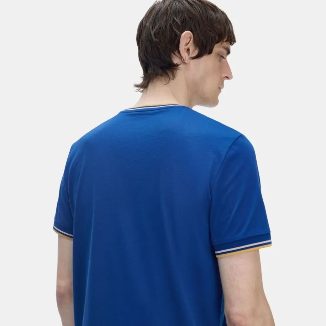 Fred Perry T-Shirt Twin Tipped Shaded Cobalt & Oatmeal