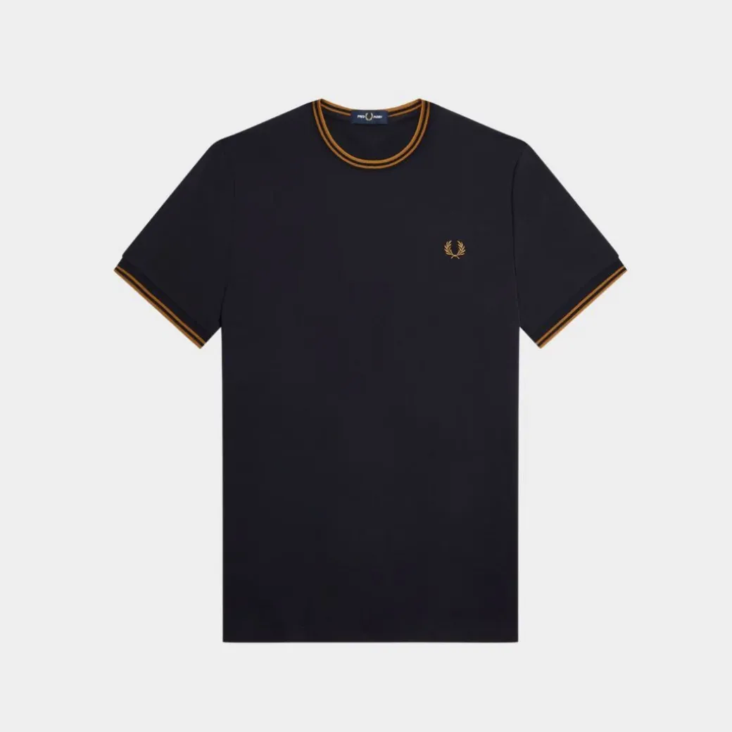 Fred Perry T-Shirt Twin Tipped Navy Dark Caramel