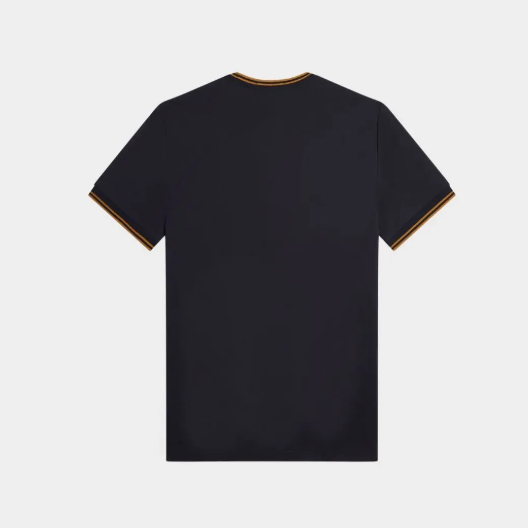 Fred Perry T-Shirt Twin Tipped Navy Dark Caramel