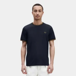 Fred Perry T-Shirt Twin Tipped Navy Dark Caramel