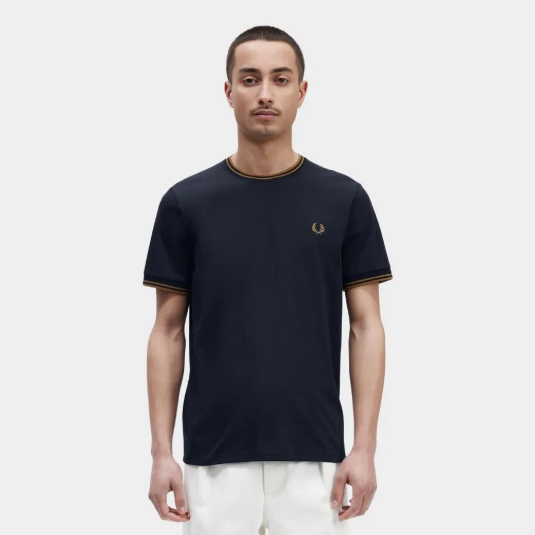 Fred Perry T-Shirt Twin Tipped Navy Dark Caramel