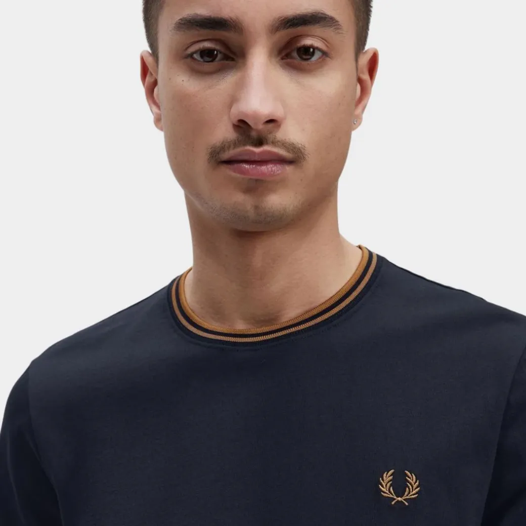 Fred Perry T-Shirt Twin Tipped Navy Dark Caramel