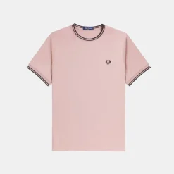 Fred Perry T-Shirt Twin Tipped Dusty Rose Pink Black