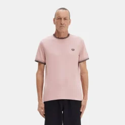 Fred Perry T-Shirt Twin Tipped Dusty Rose Pink Black