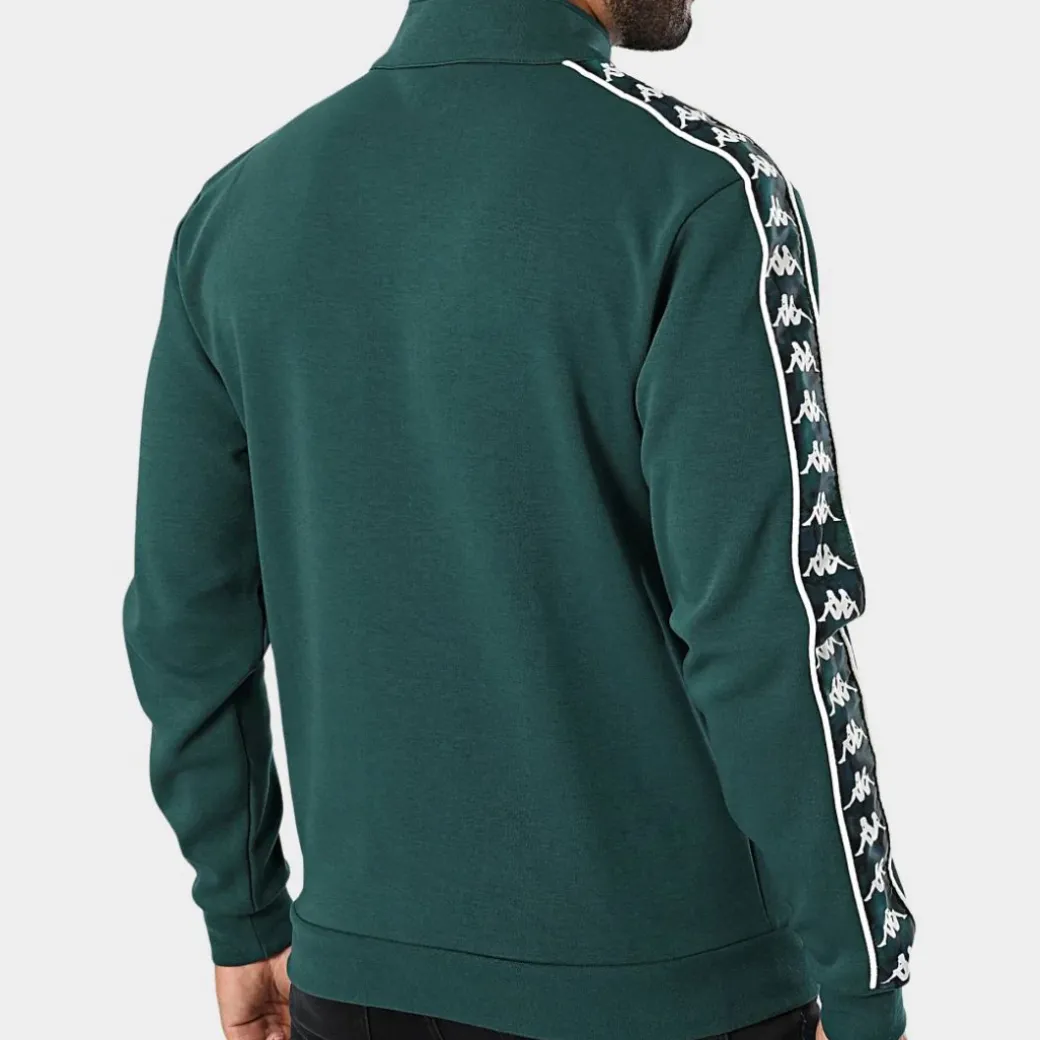 Kappa 222 Banda Pepitagt Sweatshirt Graphiktape Green Dark Black Lochn