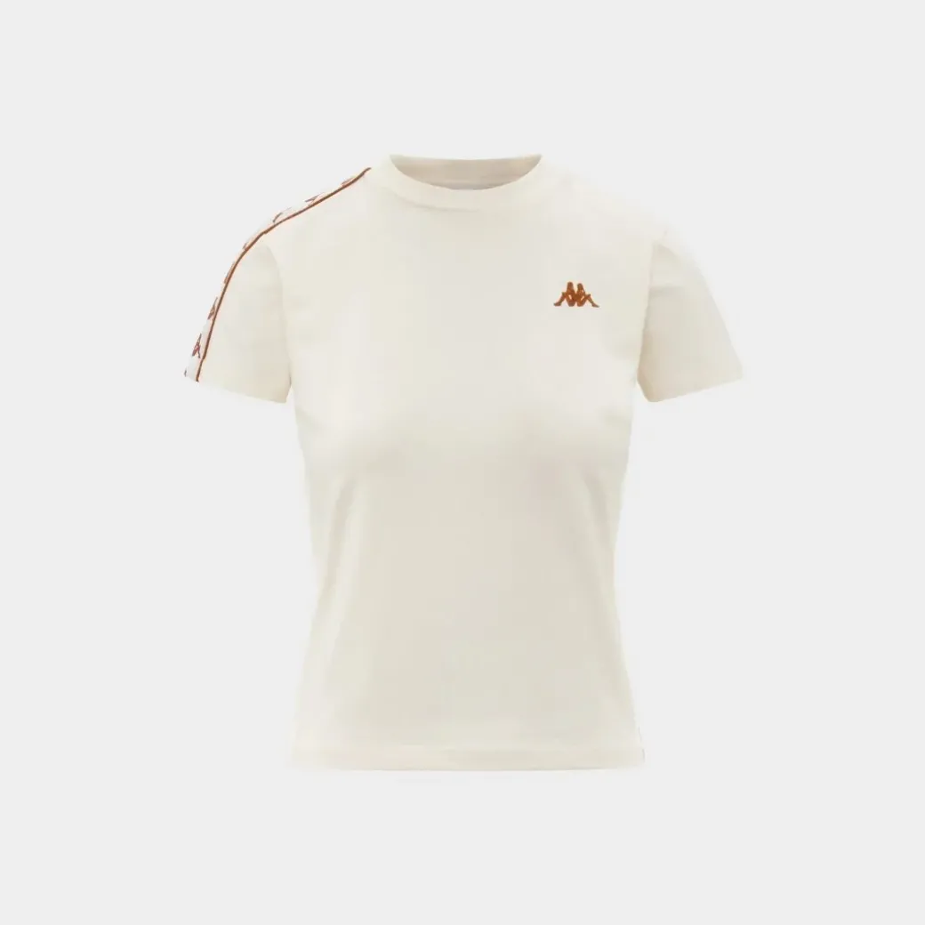 Kappa 222 Banda Pippigt T-Shirt Graphiktape White Mix Grey Warm