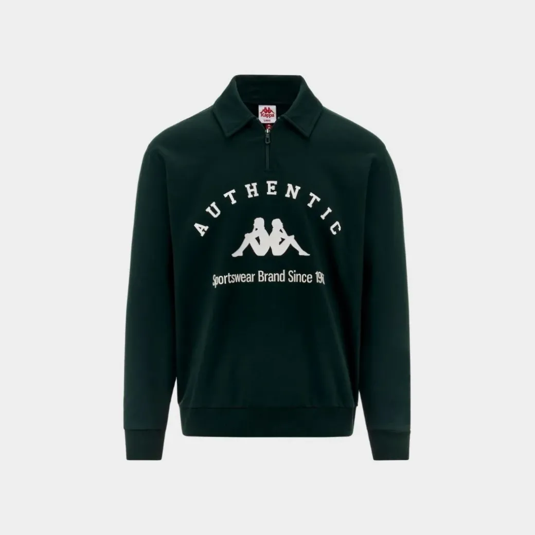 Kappa Authentic Pola Sweatshirt Green Dark White Milk