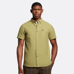 Lyle & Scott Cotton Slub Short Sleeve Shirt Seaweed