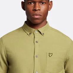 Lyle & Scott Cotton Slub Short Sleeve Shirt Seaweed