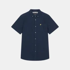 Lyle & Scott Cotton Slub Short Sleeve Shirt Dark Navy