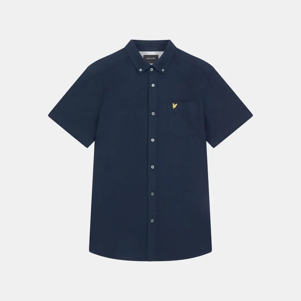 Lyle & Scott Cotton Slub Short Sleeve Shirt Dark Navy
