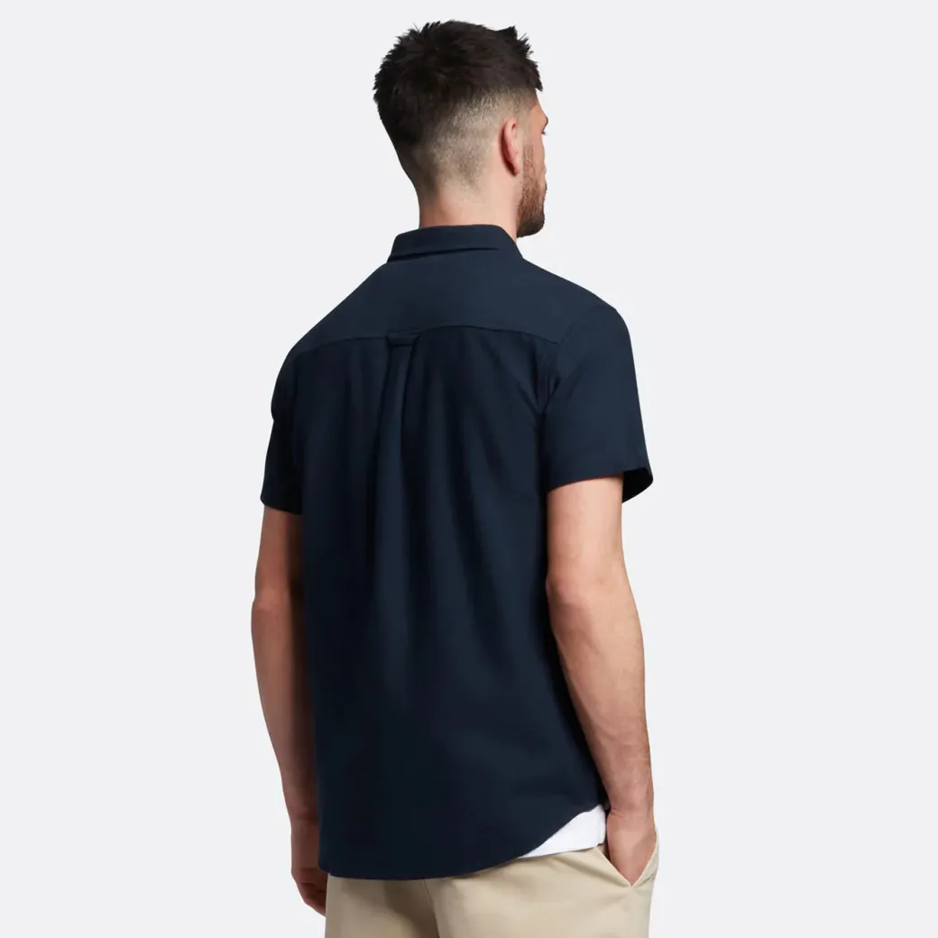 Lyle & Scott Cotton Slub Short Sleeve Shirt Dark Navy