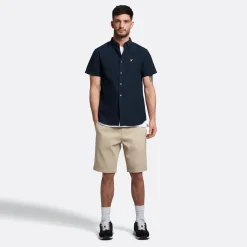 Lyle & Scott Cotton Slub Short Sleeve Shirt Dark Navy
