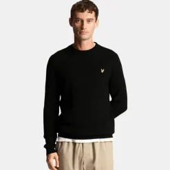 Lyle & Scott Grid Knit Crew Neck Jumper Jet Black
