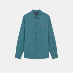 Lyle & Scott Marl Flannel Shirt Alpine Sky Marl