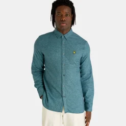 Lyle & Scott Marl Flannel Shirt Alpine Sky Marl